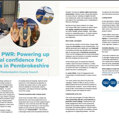 People PoWeR article - Children in Wales Autumn edition