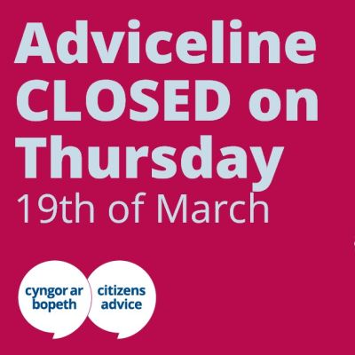 Adviceline CLOSED on Thursday 19th March
